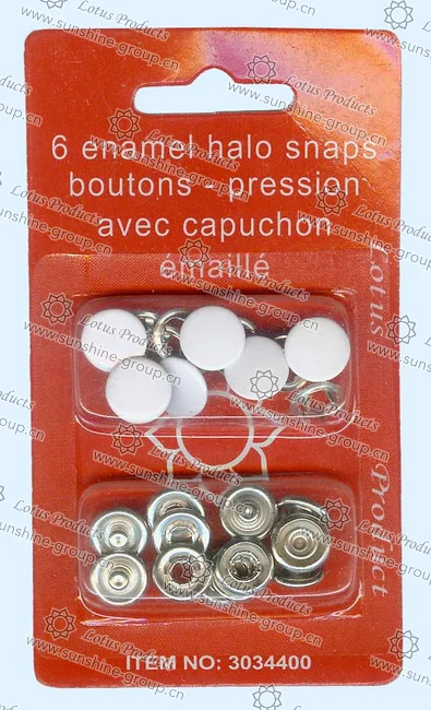 Ningbo sunshine import and export co., ltd. | 6 enamel cap snaps buttons in white