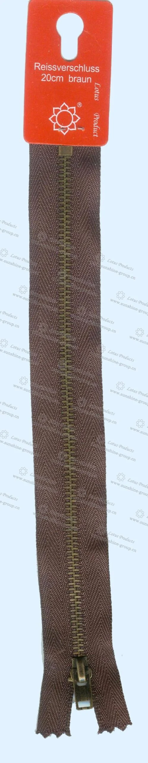 Ningbo sunshine import and export co., ltd. | 20cm brown metal zipper zipper