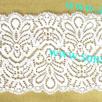 Ningbo sunshine import and export co., ltd. | white flower bordered jacquard stretch lace fabrics-018